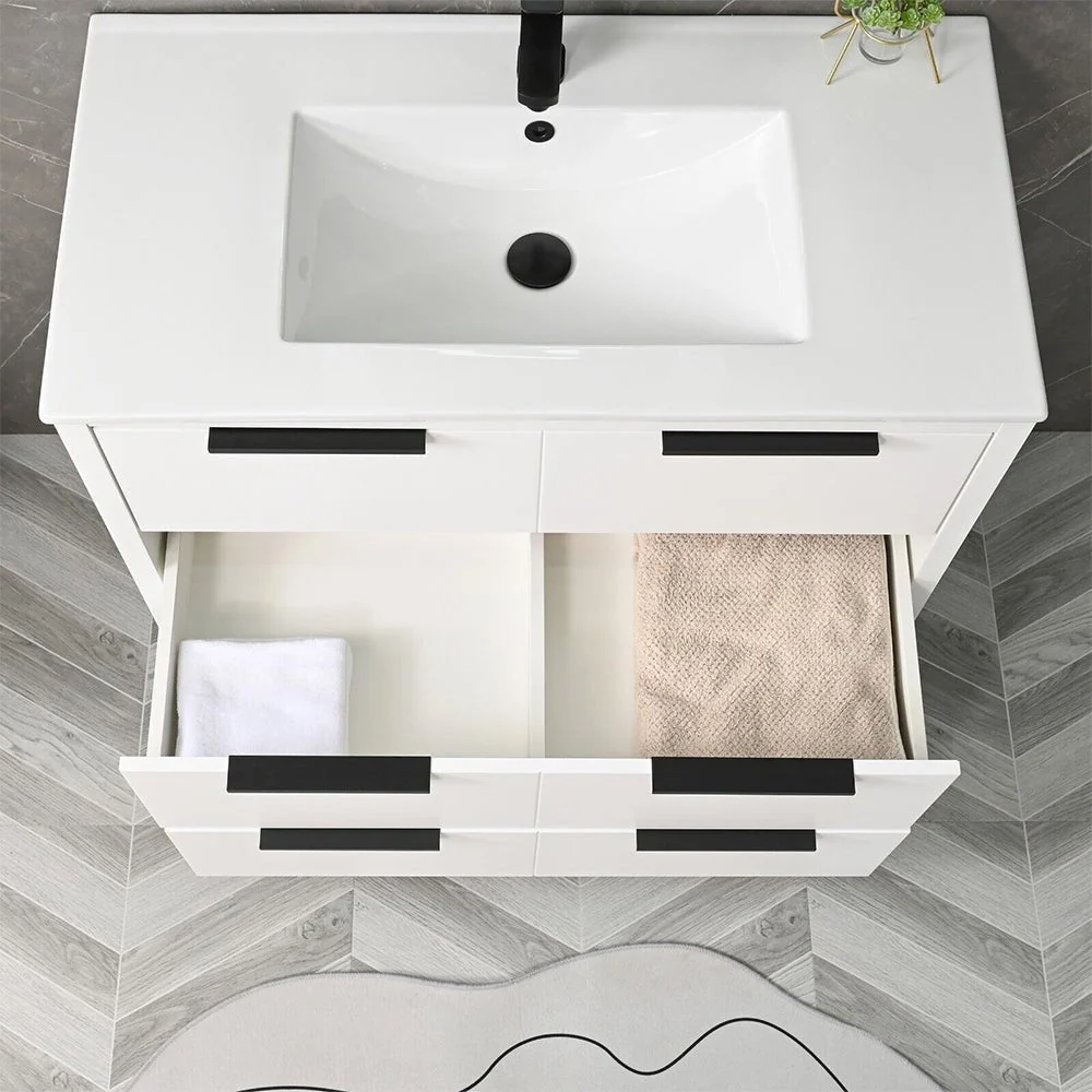 72'' Bathroom Vanity Set With Ceramic Sinks And MDF Drawer Cabinets (96471852) - Image 11