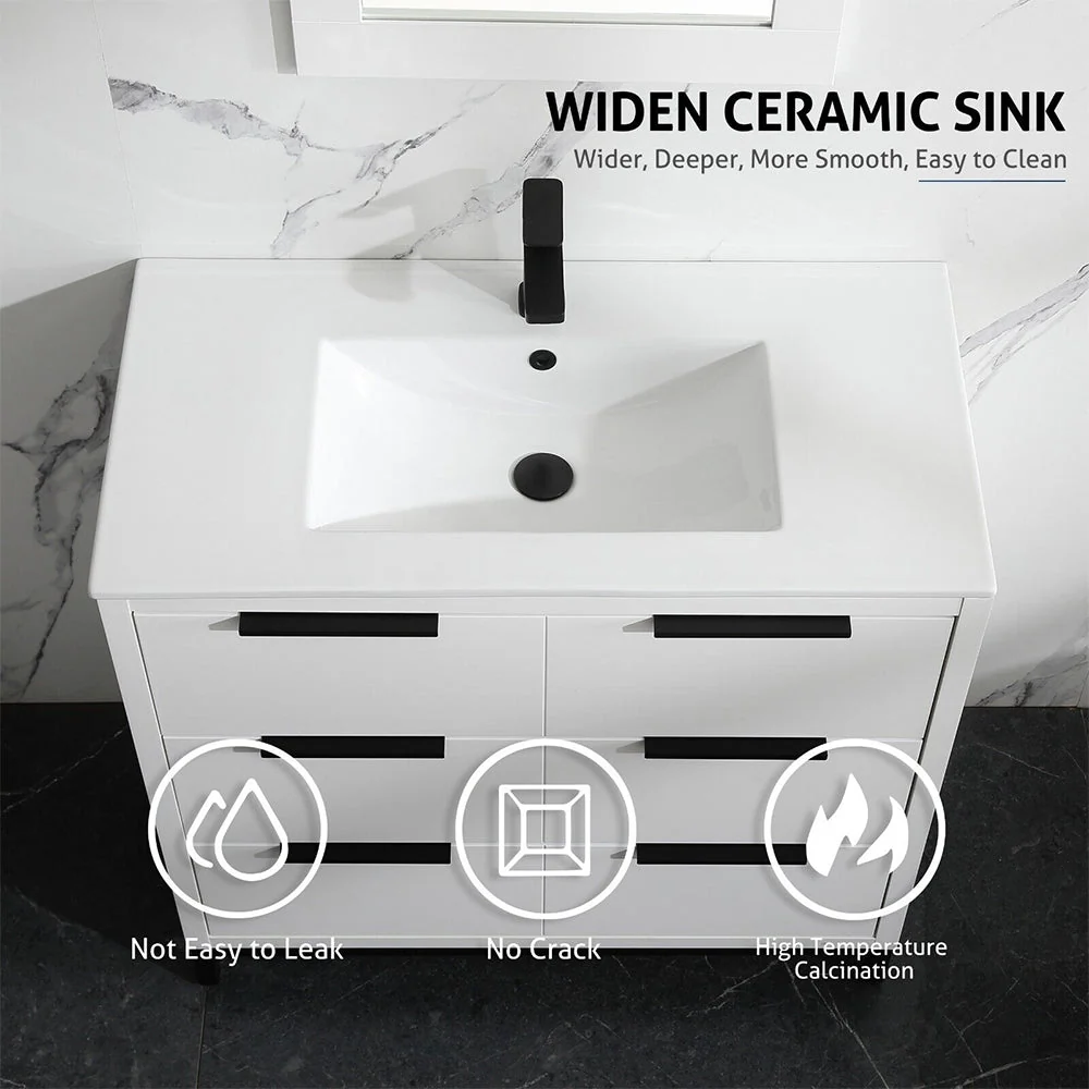 72'' Bathroom Vanity Set With Ceramic Sinks And MDF Drawer Cabinets (96471852) - Image 7