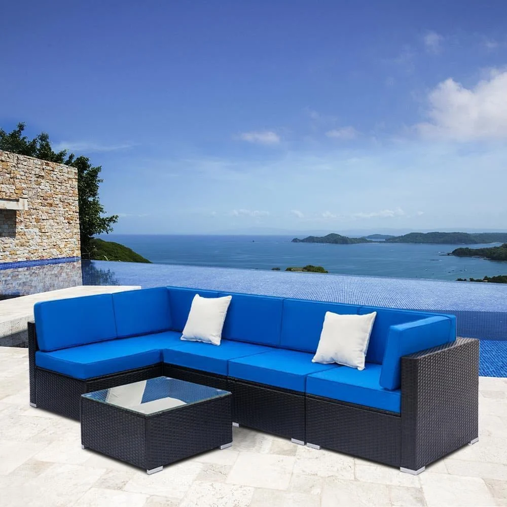 7PCS Outdoor Cushioned Patio Rattan Wicker Sofa Sectional Furniture Set (93875941) - Image 2
