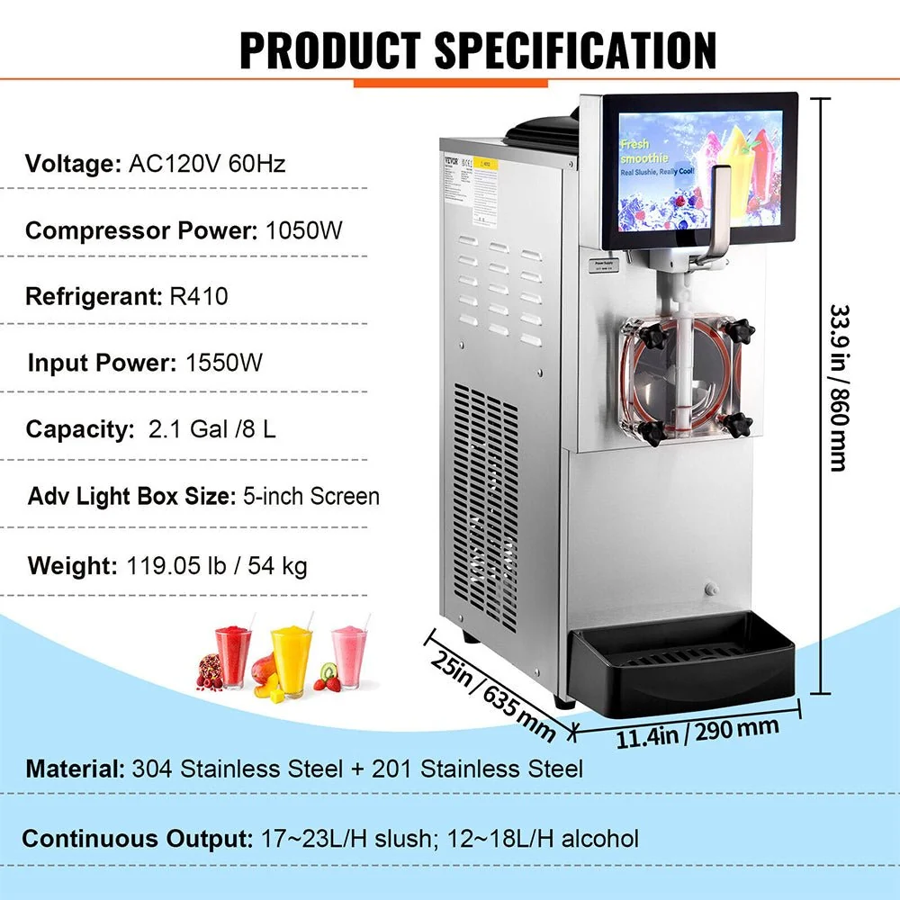 8L Commercial Single Frozen Margarita Ice Slushy Drink Maker Machine, 1050W (97420618) - Image 11