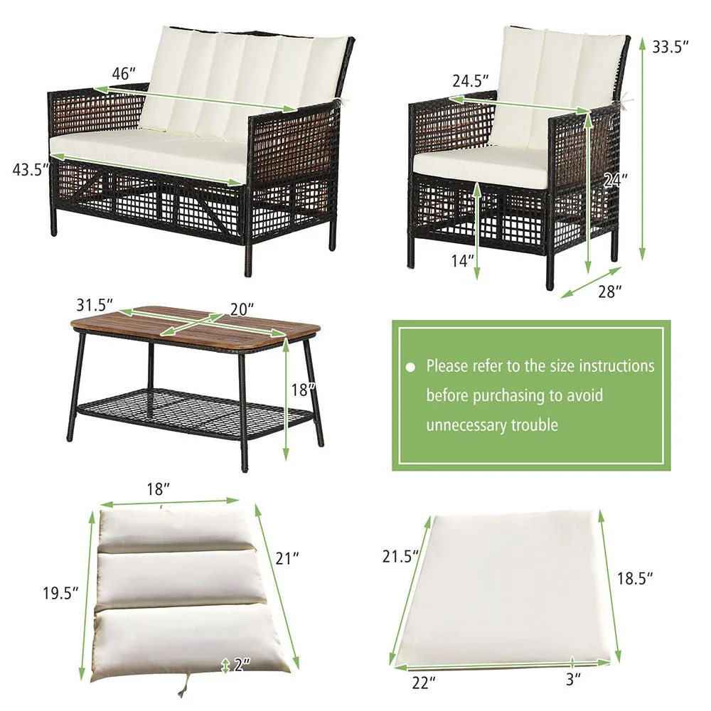 8PCS Outdoor Patio Rattan Furniture Set W/ Cushioned Chairs & Wooden Table Top (91730284) - Image 10