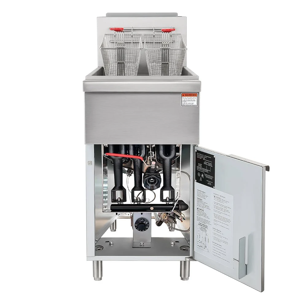 90K BTU Commercial Stainless Steel Natural Gas Powered Floor Deep Fryer With Baskets, 40-50 LBS (94753028) - Image 4