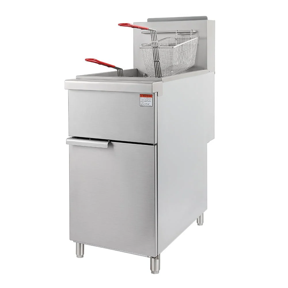 90K BTU Commercial Stainless Steel Natural Gas Powered Floor Deep Fryer With Baskets, 40-50 LBS (94753028) - Image 5