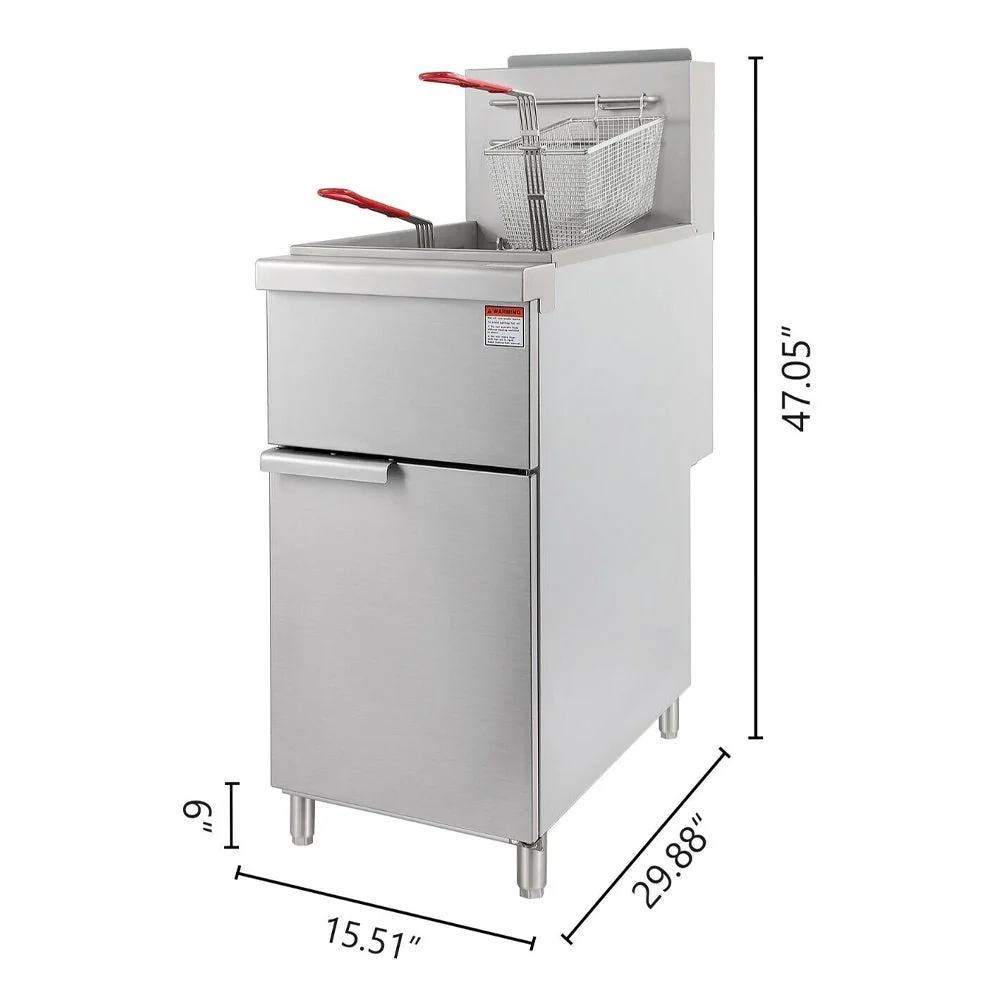 90K BTU Commercial Stainless Steel Natural Gas Powered Floor Deep Fryer With Baskets, 40-50 LBS (94753028) - Image 7