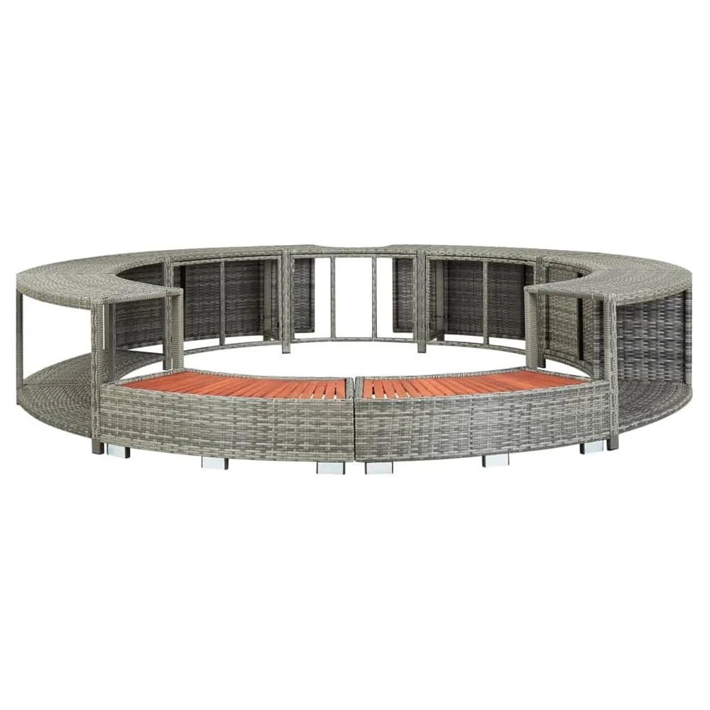 9FT Premium Round Outdoor Rattan Hot Tub Surround Frame With Storage Compartment, Gray (96315274) - Image 2