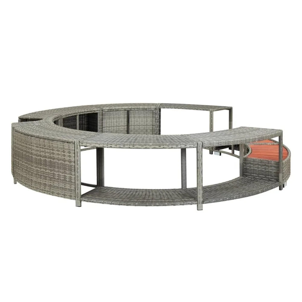 9FT Premium Round Outdoor Rattan Hot Tub Surround Frame With Storage Compartment, Gray (96315274) - Image 3