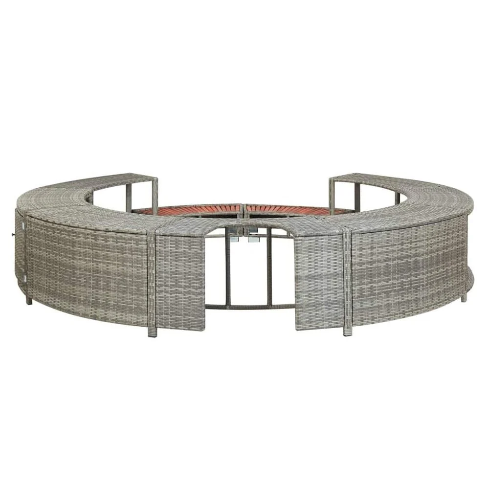 9FT Premium Round Outdoor Rattan Hot Tub Surround Frame With Storage Compartment, Gray (96315274) - Image 5