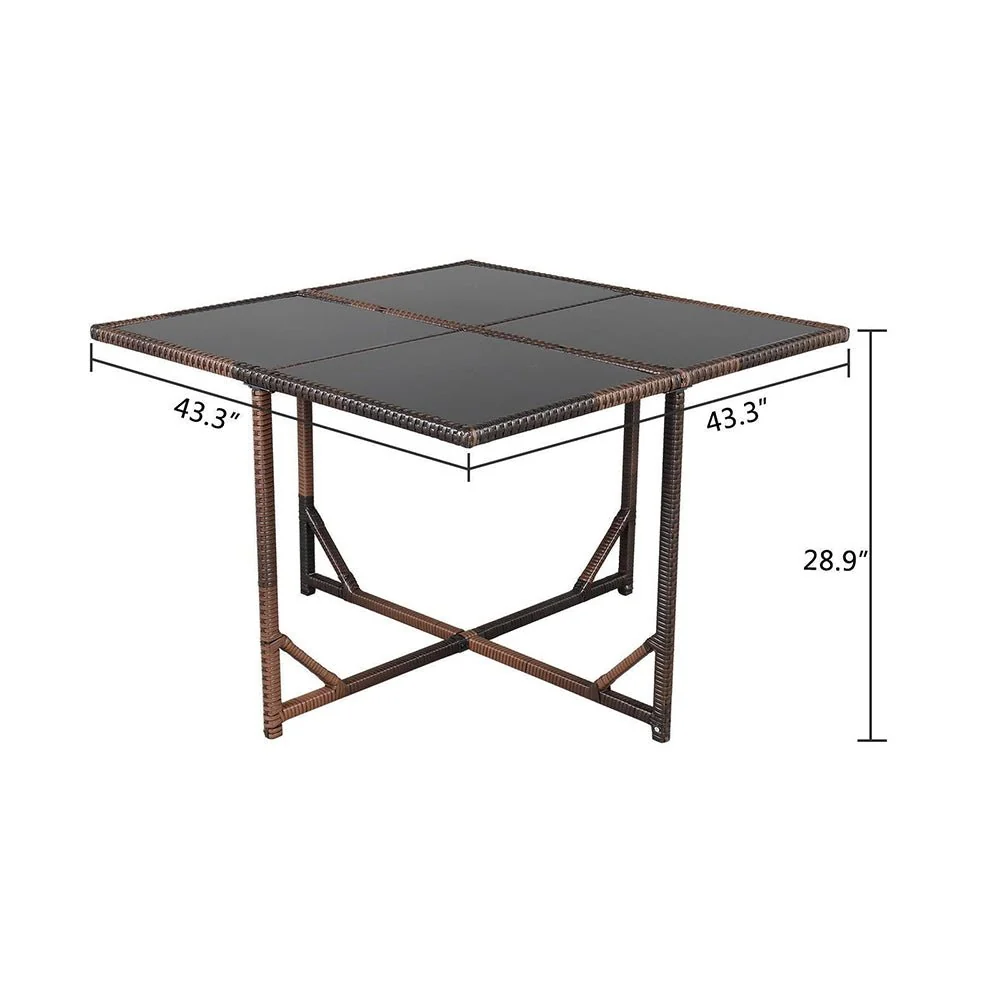9PCS Outdoor Patio Sectional Wicker Rattan Furniture Set W/ Tempered Glass Table (98457316) - Image 11