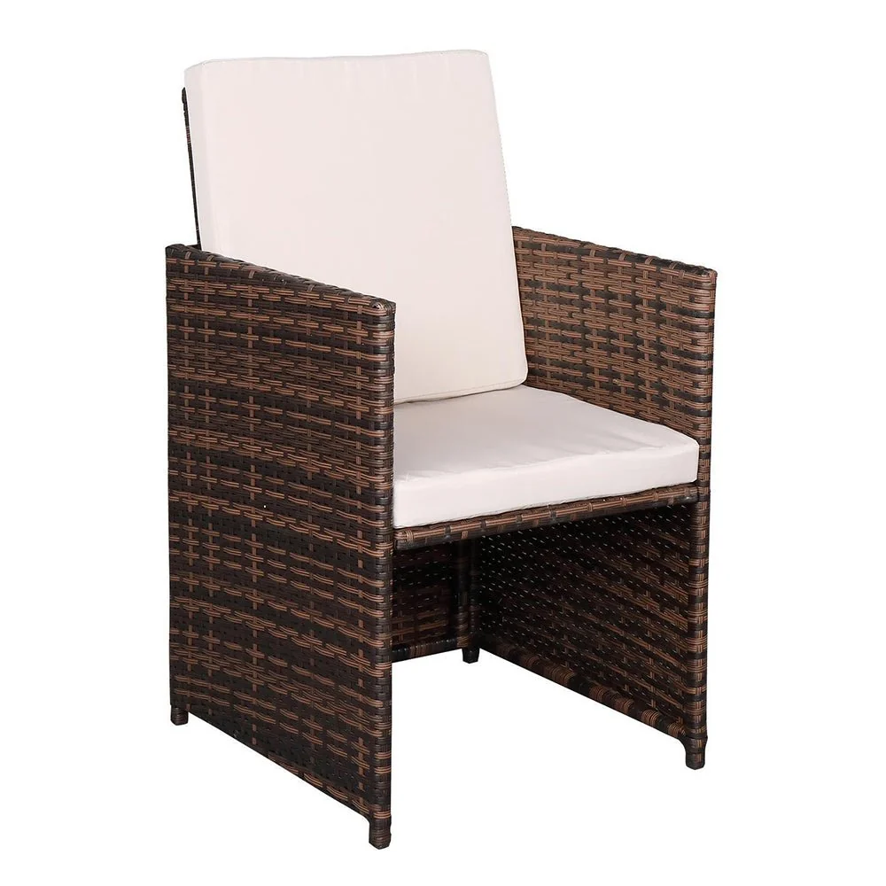 9PCS Outdoor Patio Sectional Wicker Rattan Furniture Set W/ Tempered Glass Table (98457316) - Image 4