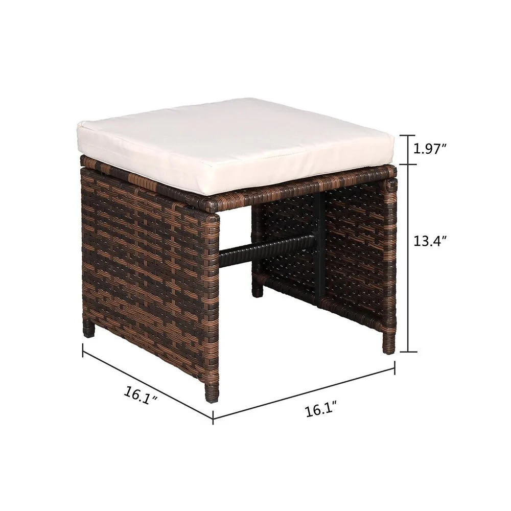 9PCS Outdoor Patio Sectional Wicker Rattan Furniture Set W/ Tempered Glass Table (98457316) - Image 7