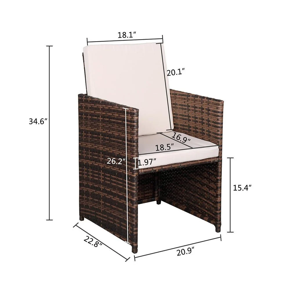 9PCS Outdoor Patio Sectional Wicker Rattan Furniture Set W/ Tempered Glass Table (98457316) - Image 9