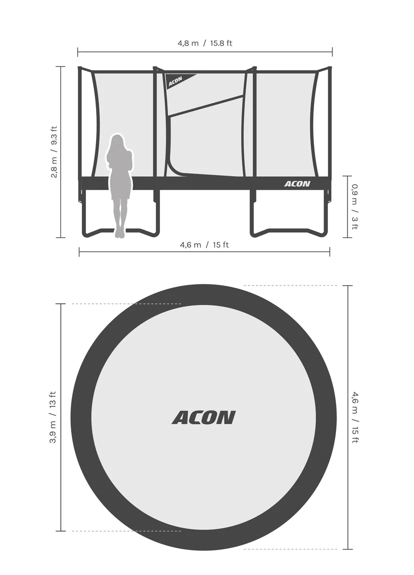 ACON Air 15ft Round Trampoline with Safety Net and Ladder, GEN 2.0 - Image 11