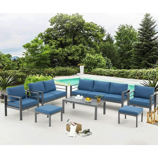 Aluminum Outdoor Furniture Patio Set W/ Cushions, 7PCS - Image 10