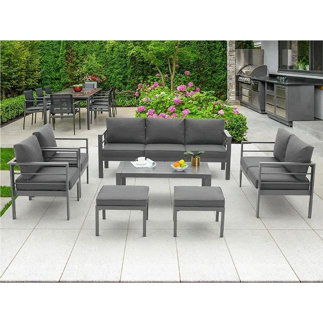 Aluminum Outdoor Furniture Patio Set W/ Cushions, 7PCS - Image 11