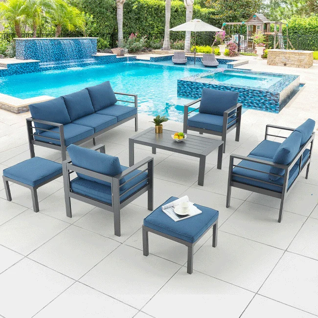 Aluminum Outdoor Furniture Patio Set W/ Cushions, 7PCS - Image 3