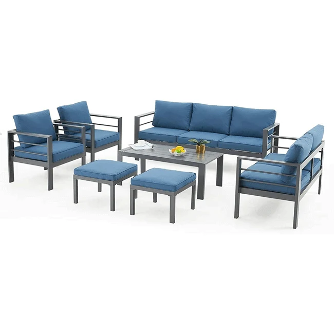Aluminum Outdoor Furniture Patio Set W/ Cushions, 7PCS - Image 6