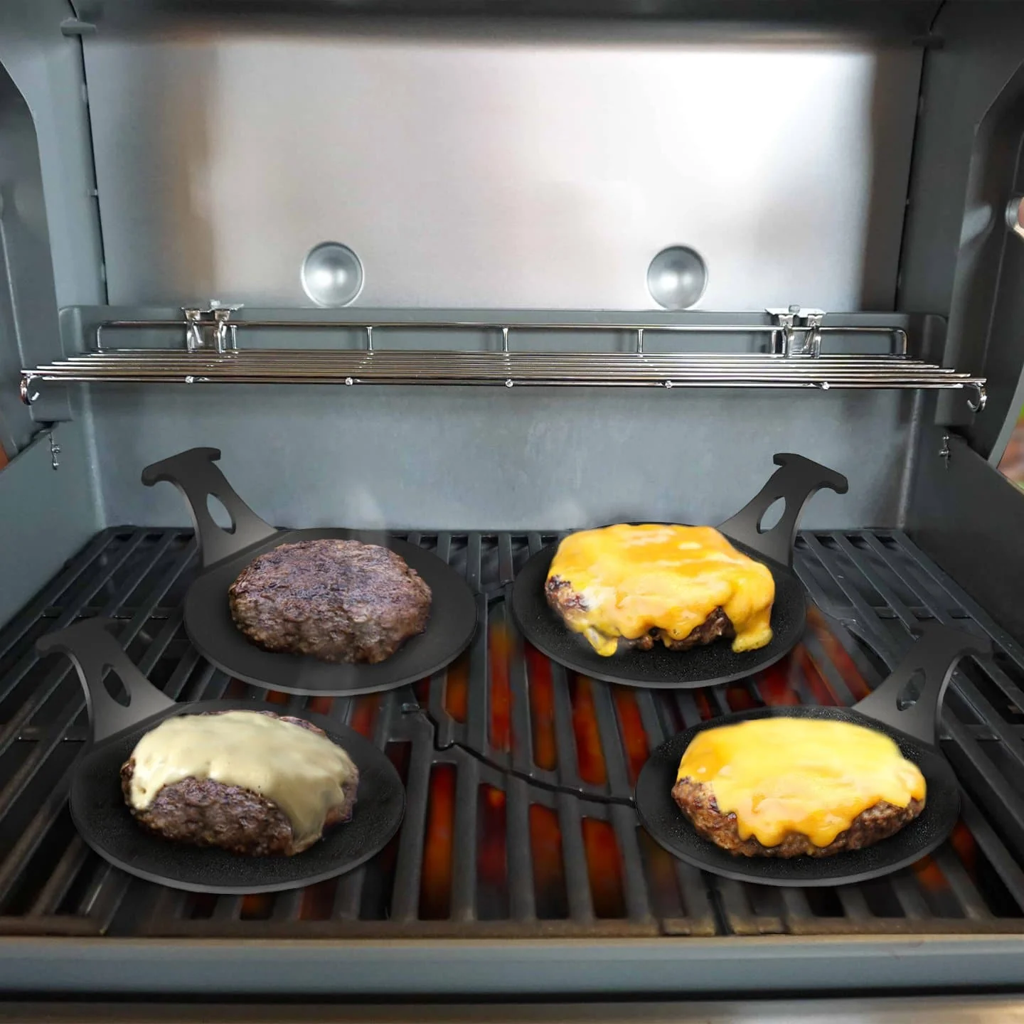 Arteflame 6" Burger Pucks - Grill Juicy Good Burgers with Arteflame Mini Griddles for BBQ Grills (set of 2) - Image 3