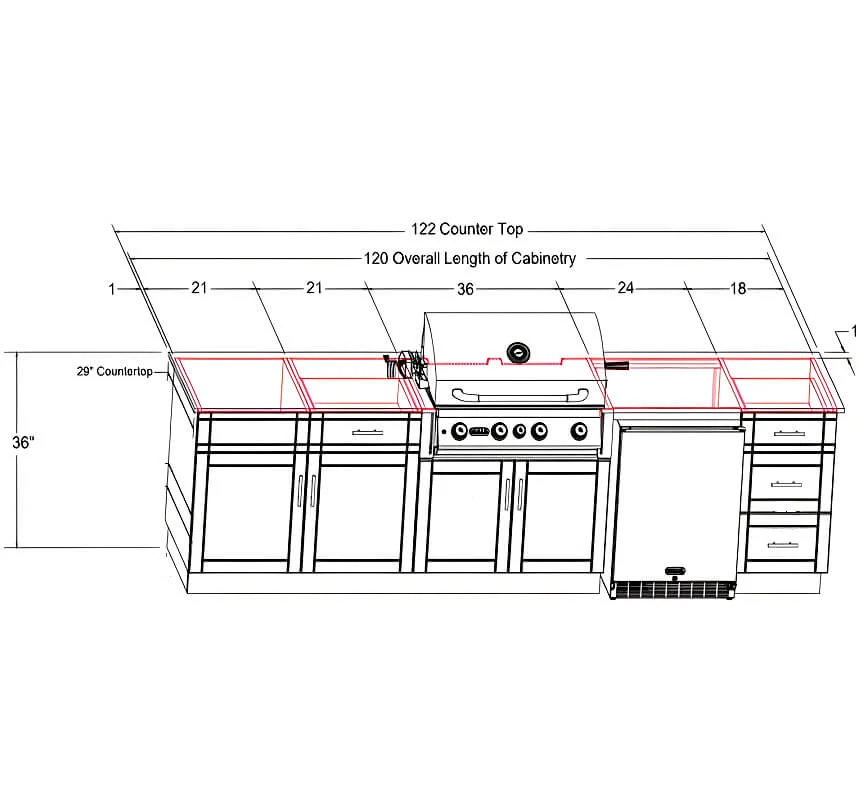 Bull Charleston 10 Ft Dura Outdoor Kitchen - Image 14