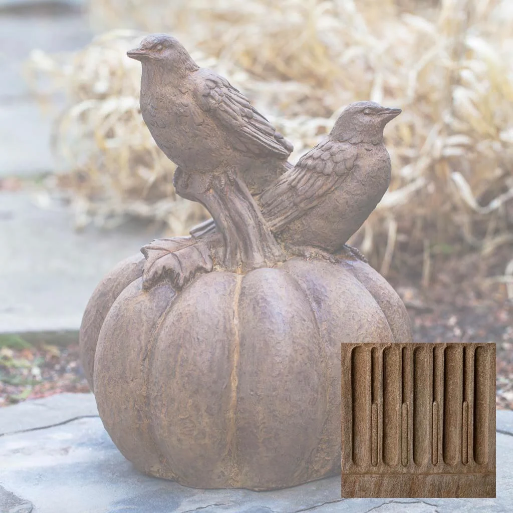 Campania Birds on Pumpkin Garden Statue - A-522 - Image 2