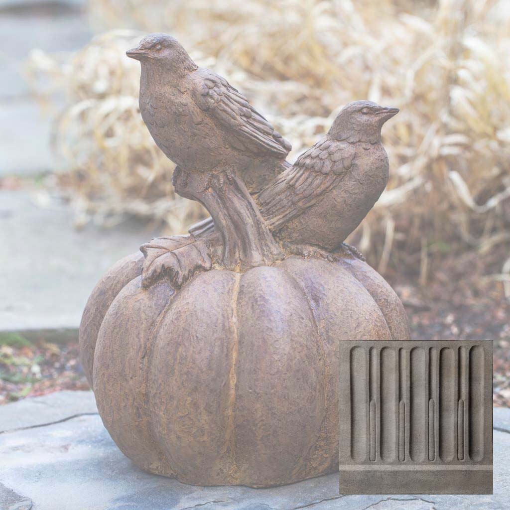 Campania Birds on Pumpkin Garden Statue - A-522 - Image 6