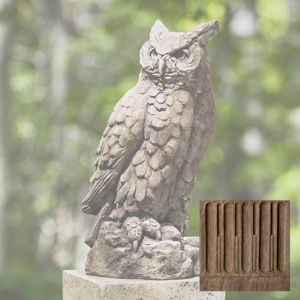 Campania Large Horned Owl Garden Statue - A-337 - Image 2