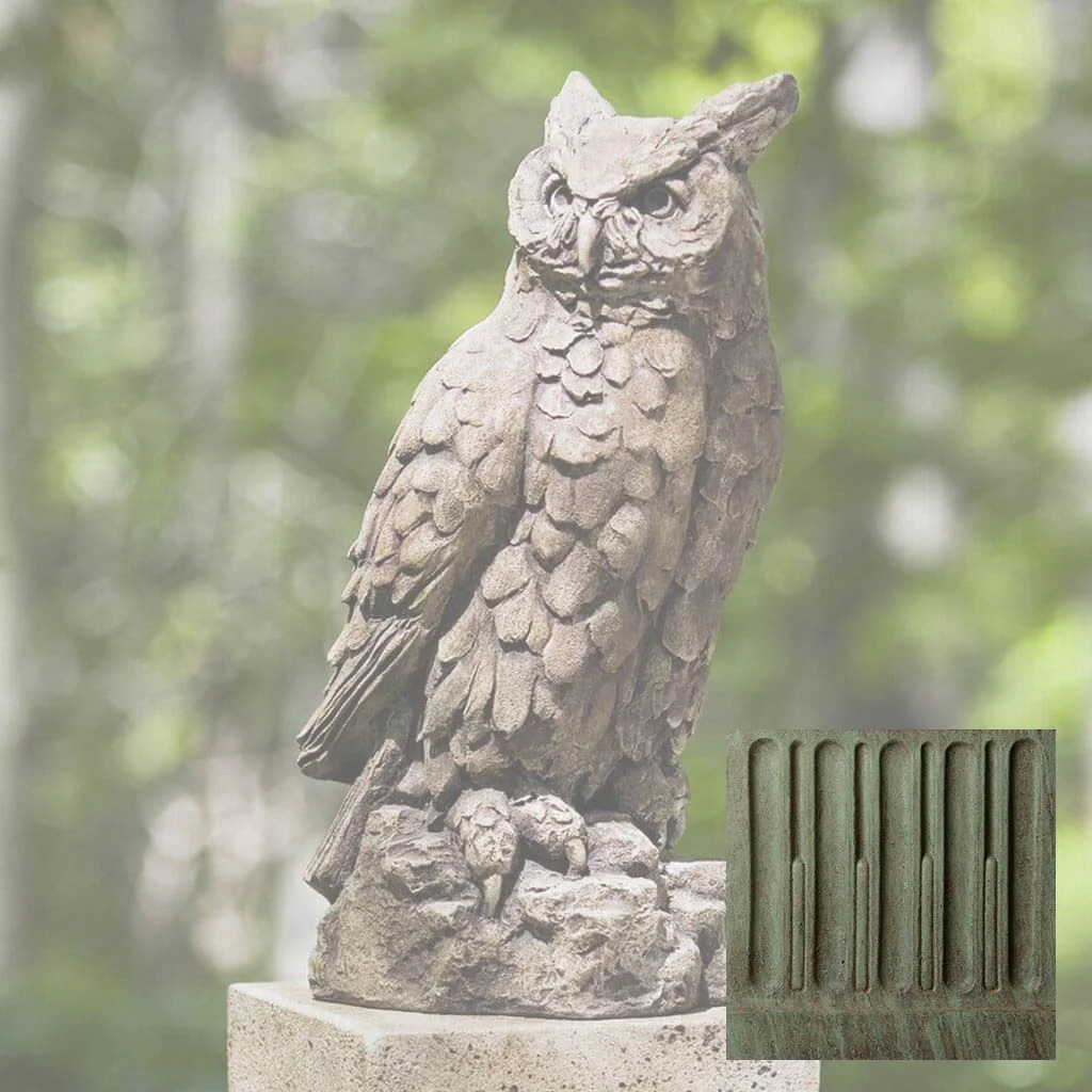 Campania Large Horned Owl Garden Statue - A-337 - Image 4