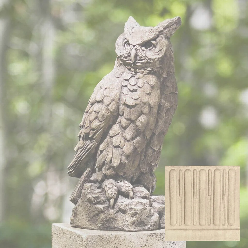 Campania Large Horned Owl Garden Statue - A-337 - Image 7