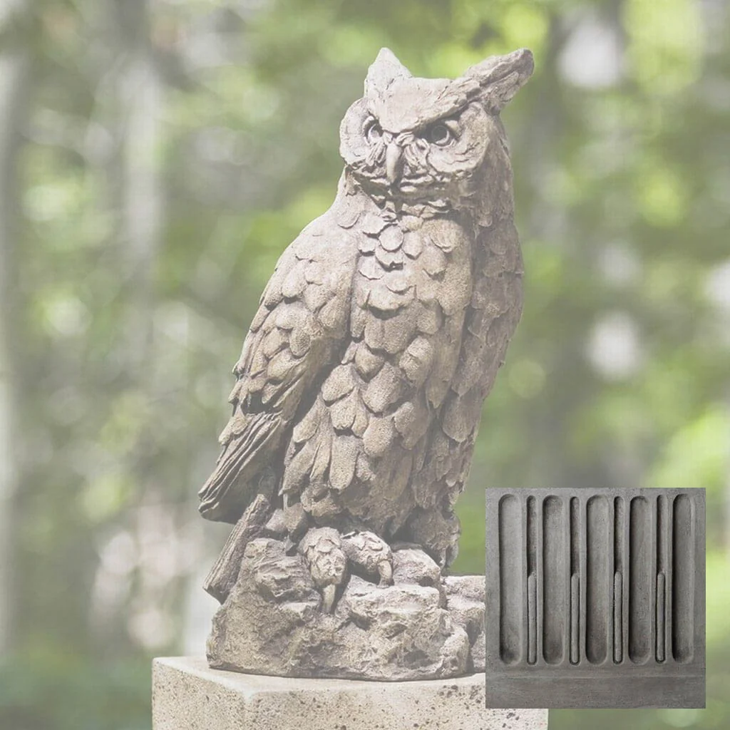 Campania Large Horned Owl Garden Statue - A-337 - Image 9