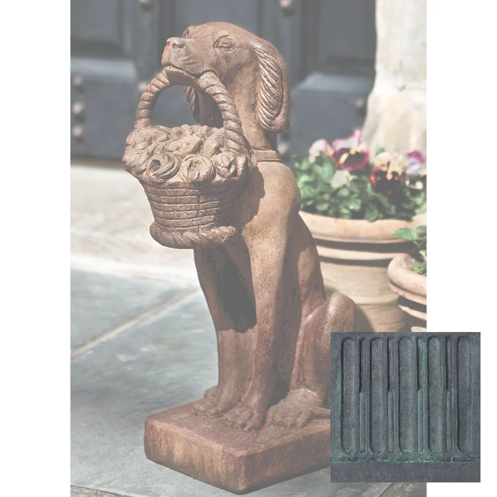Campania Vintage Dog with Basket Garden Statue - A-060 - Image 10