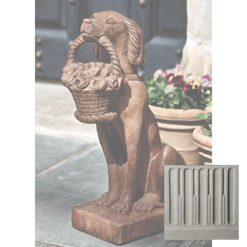 Campania Vintage Dog with Basket Garden Statue - A-060 - Image 11