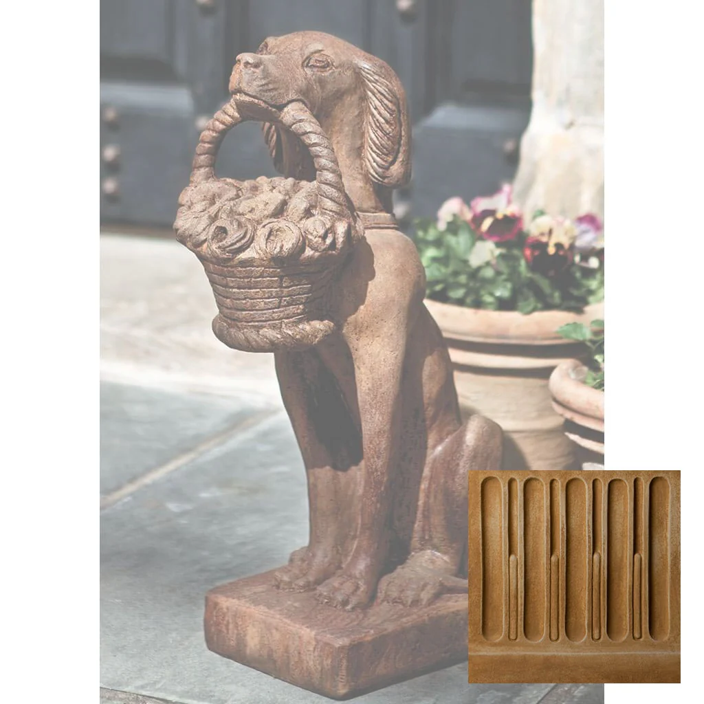 Campania Vintage Dog with Basket Garden Statue - A-060 - Image 13