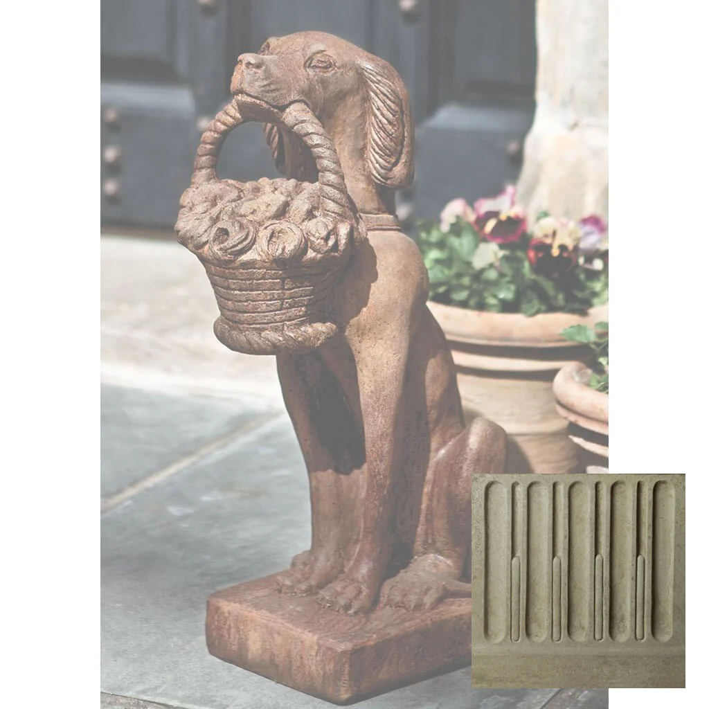 Campania Vintage Dog with Basket Garden Statue - A-060 - Image 14