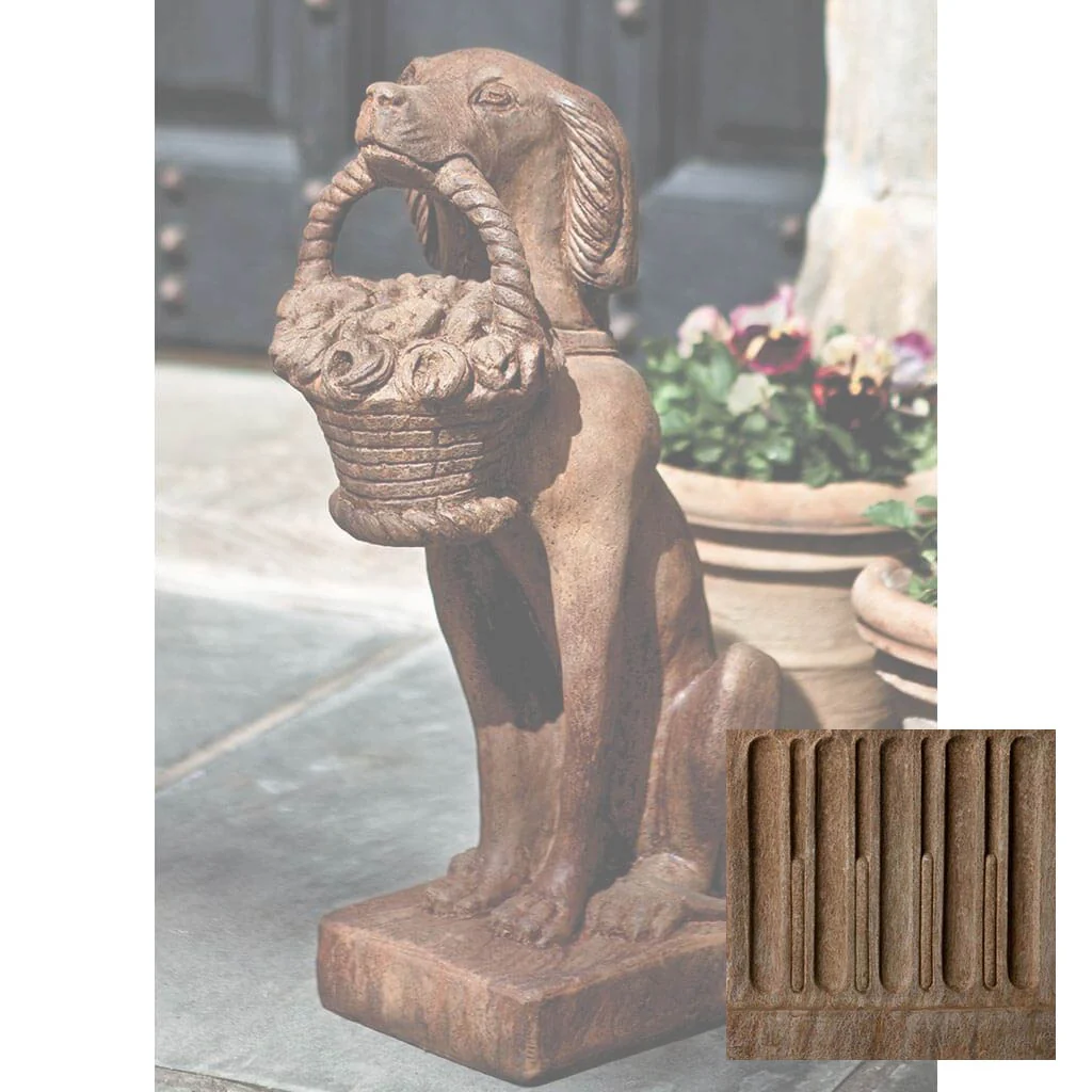 Campania Vintage Dog with Basket Garden Statue - A-060 - Image 2