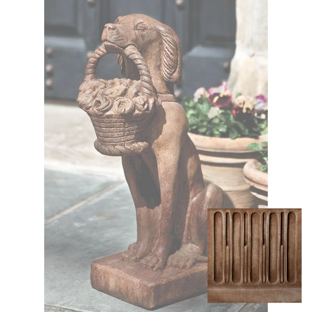 Campania Vintage Dog with Basket Garden Statue - A-060 - Image 4