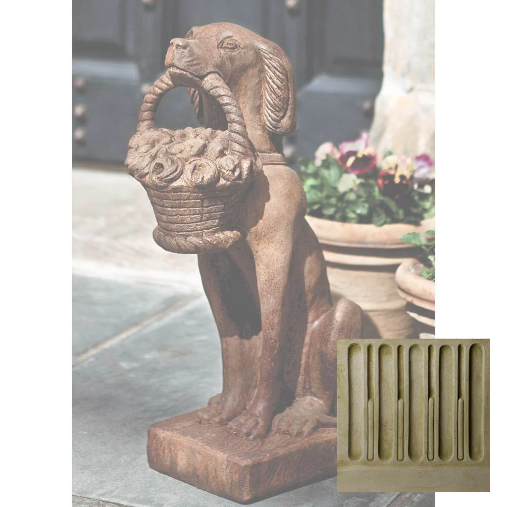 Campania Vintage Dog with Basket Garden Statue - A-060 - Image 6