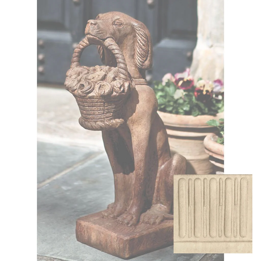 Campania Vintage Dog with Basket Garden Statue - A-060 - Image 7