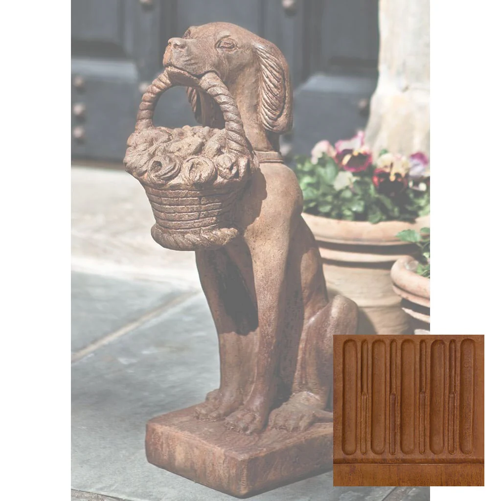 Campania Vintage Dog with Basket Garden Statue - A-060 - Image 8
