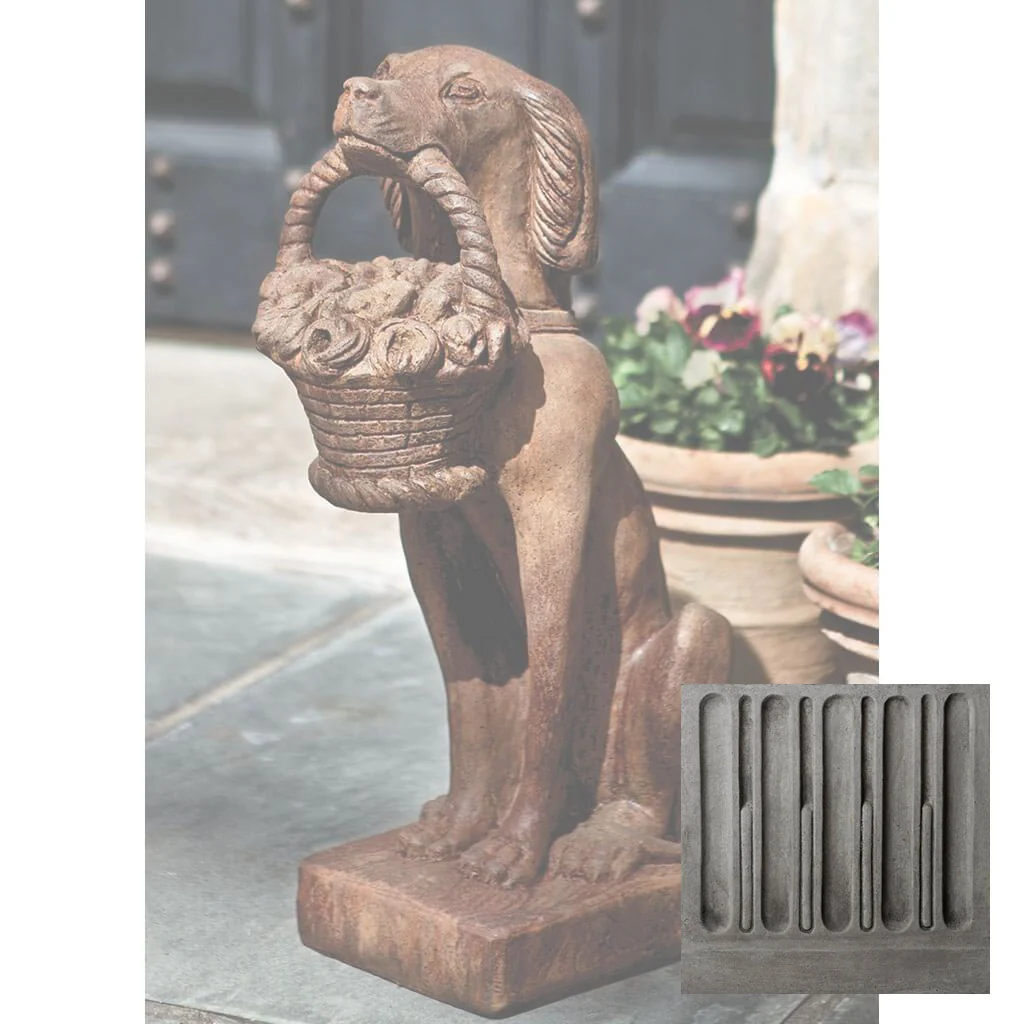 Campania Vintage Dog with Basket Garden Statue - A-060 - Image 9