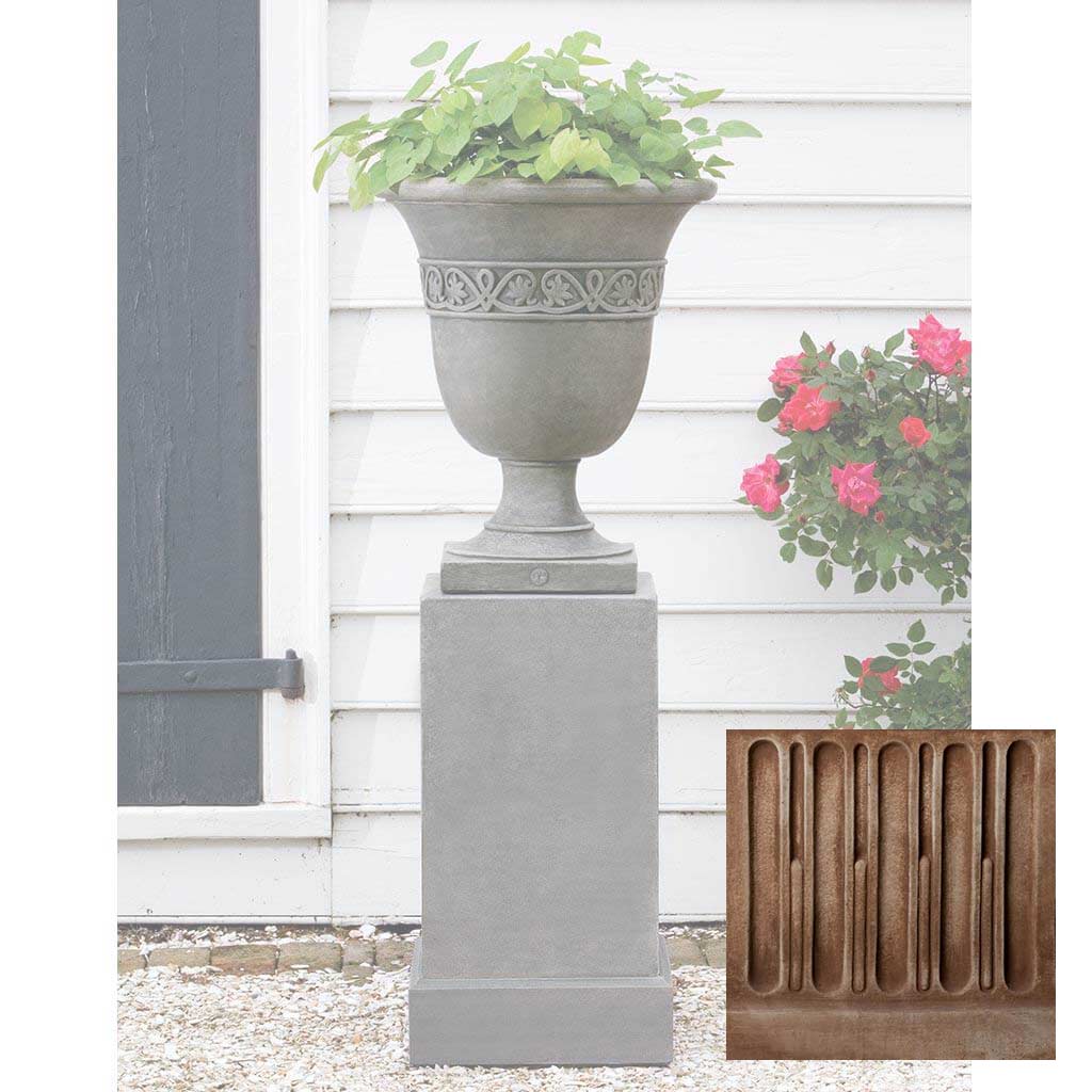 Campania Wburg Strapwork Leaf Urn w/ Classic Tall Pedestal - PPD-457 - Image 3