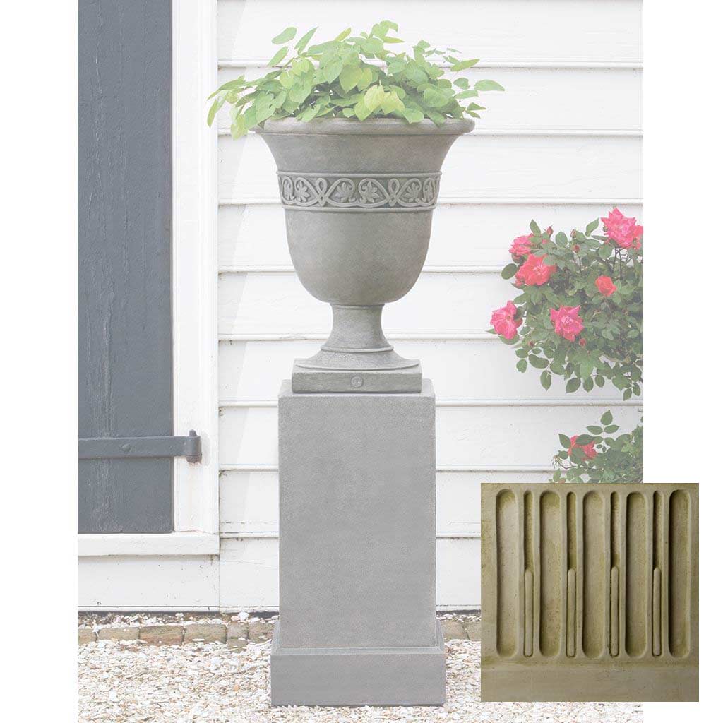 Campania Wburg Strapwork Leaf Urn w/ Classic Tall Pedestal - PPD-457 - Image 5