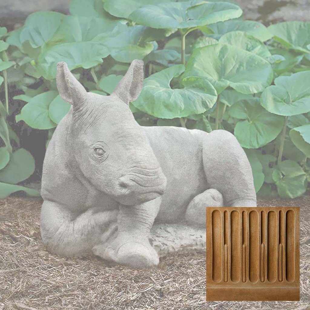 Campania White Rhinoceros Calf Garden Statue - A-680 - Image 15