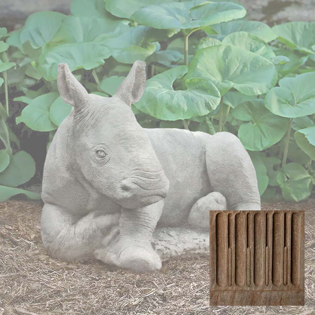 Campania White Rhinoceros Calf Garden Statue - A-680 - Image 2