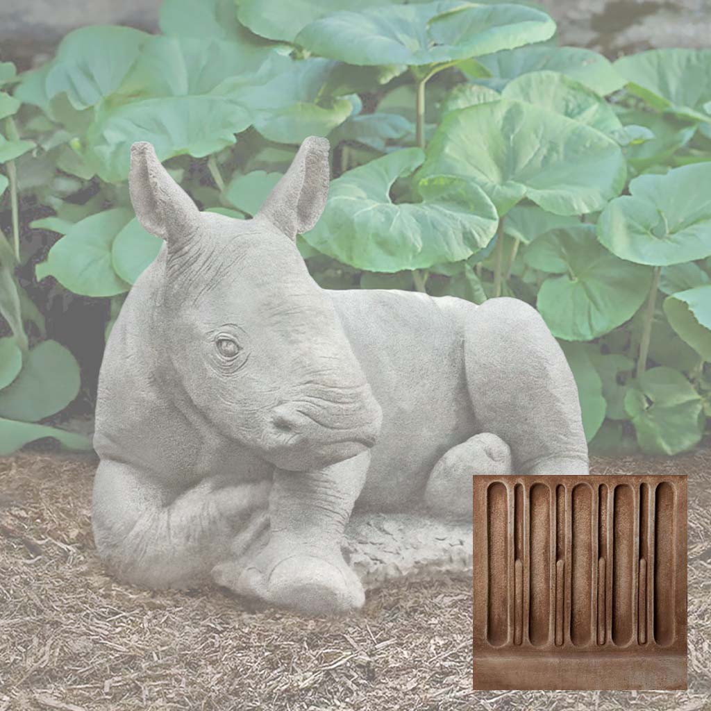 Campania White Rhinoceros Calf Garden Statue - A-680 - Image 4