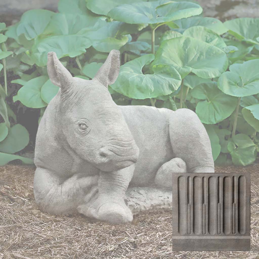 Campania White Rhinoceros Calf Garden Statue - A-680 - Image 6