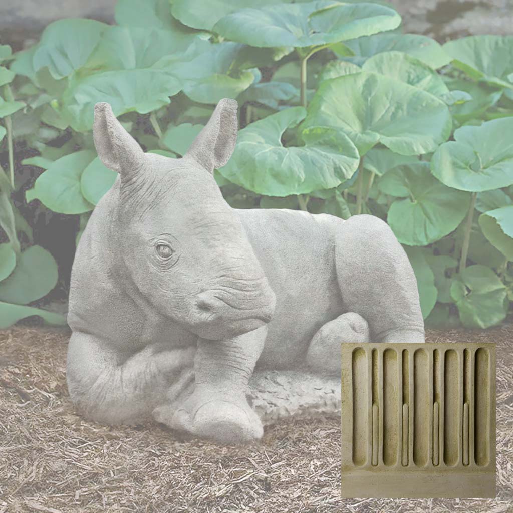 Campania White Rhinoceros Calf Garden Statue - A-680 - Image 7