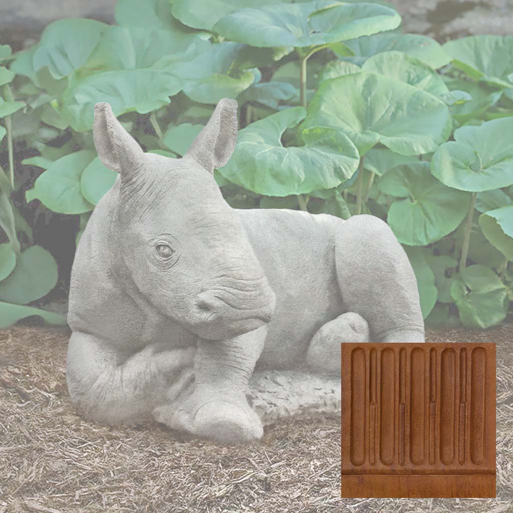 Campania White Rhinoceros Calf Garden Statue - A-680 - Image 9
