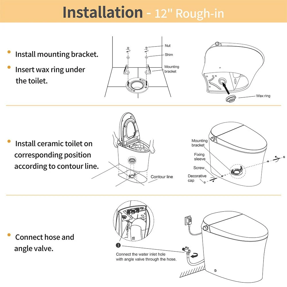 CNS Premium Smart Tankless Bidet Toilet W/ Auto Open & Close Lid (95371482) - Image 12