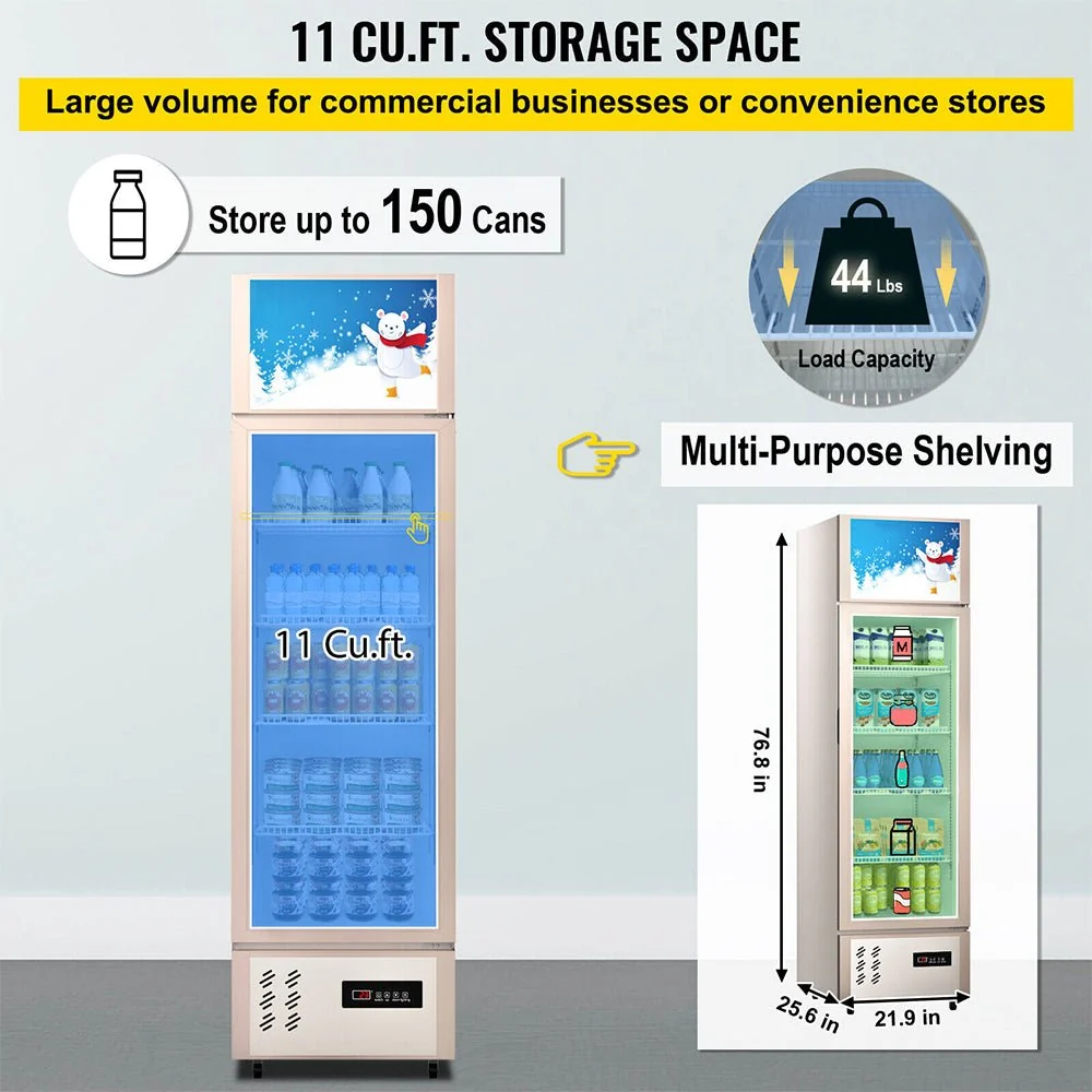 Commercial 11 Cu.Ft Merchandiser Refrigerator Beverage Cooler Fridge, 76.8'' (93625140) - Image 10