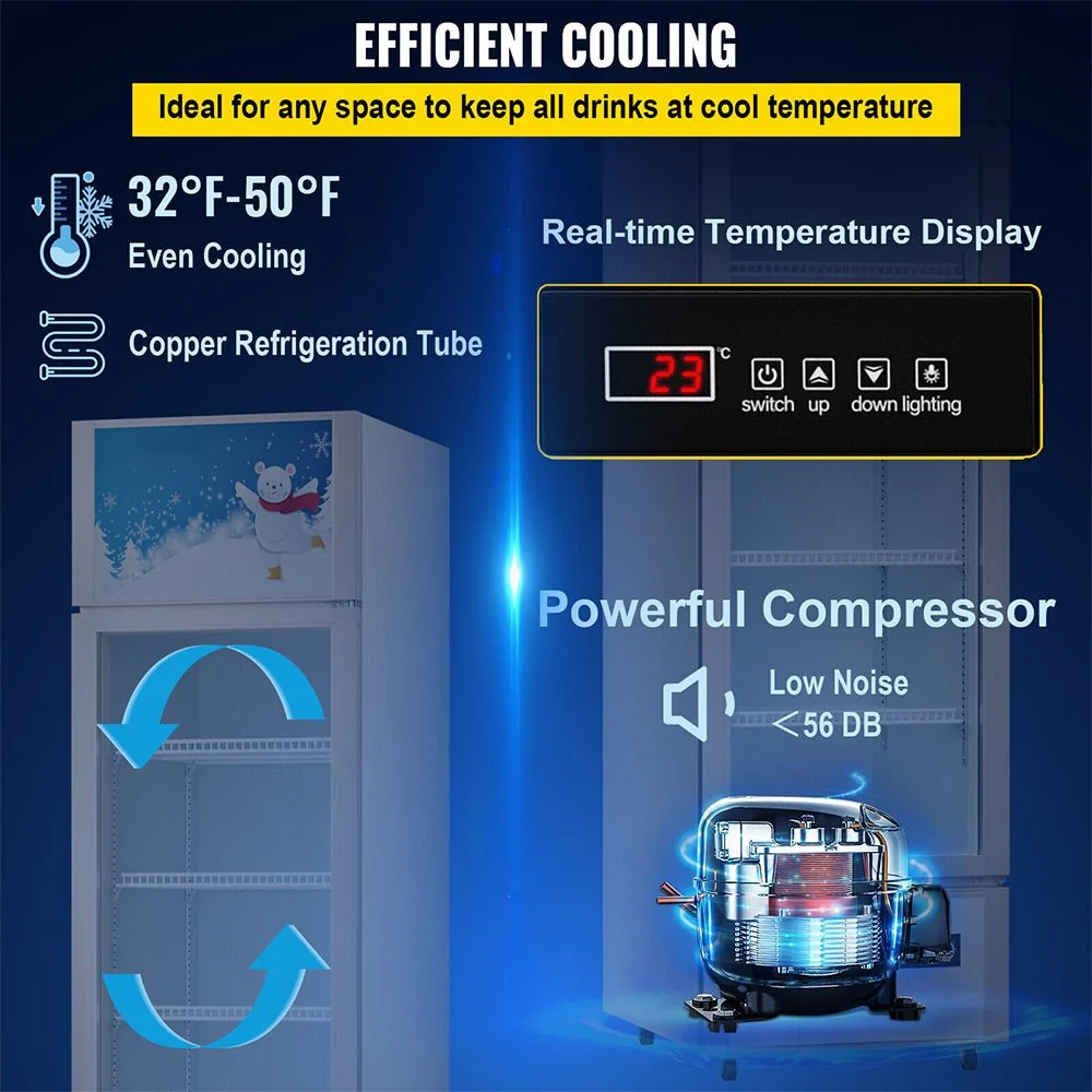 Commercial 11 Cu.Ft Merchandiser Refrigerator Beverage Cooler Fridge, 76.8'' (93625140) - Image 4