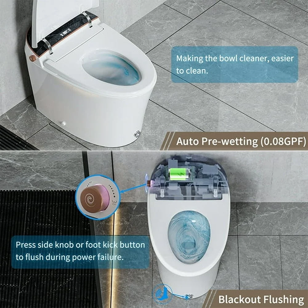 CTDV Premium Smart Tankless Bidet Toilet W/ Adjustable Heated Seat, Water & Air Dryer (96174253) - Image 3